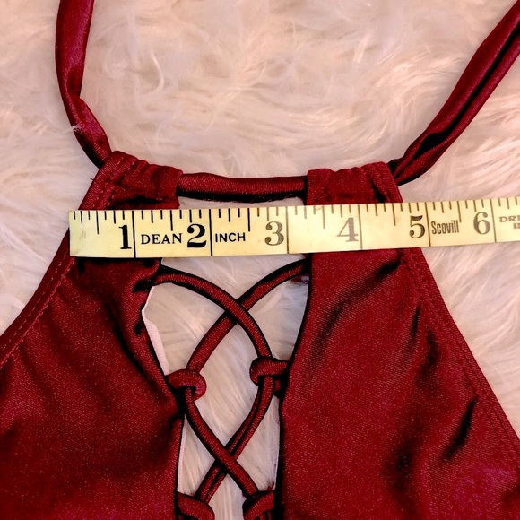 Bikini Top Halter Style Burgundy/Red Size X-small - Picture 8 of 8